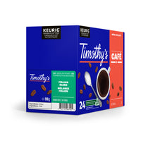 Timothy's - Sachets de café moulu à torréfaction moyenne de mélange italien - Sachets de 2,5 oz - Paquet de 24-Torréfaction Moyenne