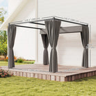 Outsunny - Retractable Pergola Canopy avec parois latérales - 10 pi x 10 pi - gris clair-16 piquets de sol et 8 vis d’expansion inclus pour fixer au sol 