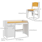 Qaba - Ensemble bureau et chaise pour enfants avec tiroir de rangement - Blanc-Beaucoup d'espace de rangement pour ranger des fournitures artistiques, des jouets ou des jeux 