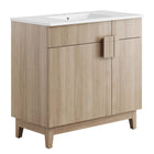 Modway - Miles 36" Vanette de salle de bain - Chêne blanc-Panneau de particules et stratifié de mélamine