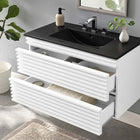 Modway - Render Support mural de 36" Vanette de salle de bain - Blanc Noir-MDF et panneau de particules