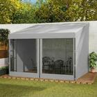 Outsunny - tonnelle pergola murale 10 pi l x 10 pi L avec rideaux et moustiquaires - gris clair-Deux rideaux et deux moustiquaires amovibles peuvent bloquer le vent et offrir un espace privé