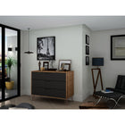 Manhattan Comfort - Rockefeller commode moderne mi-siècle 35,24" - nature et gris texturé-Choisissez le design de votre poignée lorsque le produit est chez vous Option pour une poignée découpée ou un look affleurant