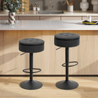 HOMCOM - Tabourets de bar pivotants avec rangement et repose-pieds - noir - paquet de 2-Inclut un espace de rangement caché sous l’assise, gardant votre espace propre et organisé 

