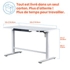 Motionwise - Bureau électrique assis-debout à moteur unique  série M1 Glass avec tiroirs pivotants - Blanc-8