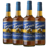 Torani - Sirop tarte à la citrouille sans sucre -750 mL - paquet de 4-Plus que simple café : Parfait pour les lattes, les frappes, les thés, les thés glacés, les cocktails, le café glacé et autres boissons mélangées congelées