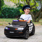 Qaba - Voiture de police électrique 12 V pour enfants avec télécommande - Noir-Musique, klaxon, sirène et lumières pour un plaisir interactif 