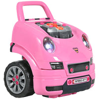 Qaba - Jouet de jeu pour enfants : moteur de camion mécanique - Rose-61 pièces, dont 28 boulons, quatre écrous, un porte-clés de jeu et un jeu d'autocollants 