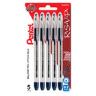 Pentel - Stylo à bille RSVP – 0,7 mm – bleu – paquet de 5-La prise ergonomique en caoutchouc Comfort Zone vous permet d’écrire pendant des heures en tout confort