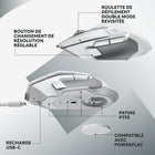 Logitech G502 X LIGHTSPEED Souris Gaming Sans Fil - Blanc-Bouton DPI-shift redessiné : Souris de jeu optique sans fil dotée d'un bouton DPI-shift réversible et amovible pour une personnalisation précise en fonction de la prise en main et des préférences