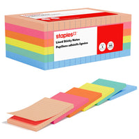 Staples - Blocs de feuillets ultra-autocollants lignés, 4 x 6 po, collection Golden Hour, paquet de 6-Feuillets ultra-autocollants pour une adhérence fiable