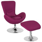 Flash Furniture - Chaise de réception auxiliaire de la série Egg en tissu magenta avec pouf-Style contemporain