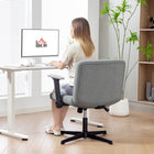 HOMCOM - Fauteuil de bureau large avec accoudoirs et base croisée - sans roulettes - gris-Tissu velours imprimé élégant et surpiqûres horizontales pour une touche moderne 