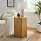 Modway - Kade Facettés Bois Table d’appoint - Naturel-Rangement d’armoires avec tablette fixe