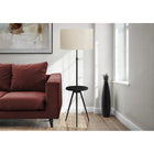 Monarch Specialties - Luminaire - 63 po H Lampadaire - Métal Noir - Abat-Jour Ivoire / Crème - Contemporain-Le support réglable permet de personnaliser la hauteur afin d'éclairer une pièce, avec une tablette ronde intégrée en stratifié noir pour poser votre boisson ou votre appareil électronique