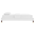 Modway - Harlow Performance Velvet Cadre de lit plateforme Queen, Blanc-Poutre centrale renforcée et jambes de soutien