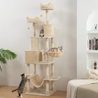 PawHut - Arbre à chat grand 81 po avec poteaux à griffer, condos, lits - beige-Divers équipements pour se prélasser, se détendre et jouer 