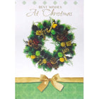 Mill Brook Studio - Cartes de souhaits Noël / Enveloppes - 5-3/8 po x 7-3/4 po - Meilleurs Voeux: Couronne Verte - Paquet de 18-Cartes de souhaits qualité boutique