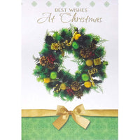Mill Brook Studio - Cartes de souhaits Noël / Enveloppes - 5-3/8 po x 7-3/4 po - Meilleurs Voeux: Couronne Verte - Paquet de 18-Cartes de souhaits qualité boutique