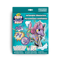 Crayola - Ensemble d’activités de personnages gonflables POPS 3D - Licornes-PERSONNAGES POPS GONFLABLES : Comprend 4 personnages gonflables en 3D, 1 feuille d'autocollants et 5 marqueurs lavables Pip-Squeaks