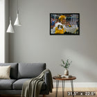Mario Lemieux Pittsburgh Penguins On Bench sur toile - Toile encadree - 31" x 22"-Prêt à accrocher - livré entièrement assemblé