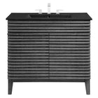 Modway - Render 36" Vanette de salle de bain - Noir charbon-Bassin d’évier en céramique