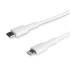 StarTech - câble USB-C blanc durable de 3 pieds (1 m) vers Lightning-DURABLE : 3,3 pi. Câble électrique robuste avec fibre d’aramide pour une haute résistance à la traction, augmentant la fiabilité et la durée de vie du câble, Testé pour résister à 10 000+ cycles de flexion à 180° et 5000+ insertions