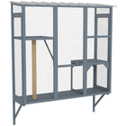 PawHut - Catio boîte de fenêtre extérieure pour 2-3 grands chats - gris - 63,8 po L x 19,7 po l x 60,6 po H-Les fenêtres extensibles améliorent l’espace extérieur et l’interaction naturelle pour les chats 