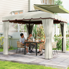 Outsunny - Pavillon de patio extérieur 10 pi l x 10 pi L avec parois latérales - blanc crème-Les rideaux intérieurs sont en tissu en maille avec 4 fermetures éclair intégrées