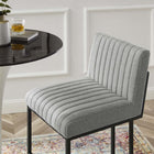 Modway - Indulge Chenal Touffé Tissu Tabouret de comptoir - Gris clair-Cadre en acier inoxydable noir mat