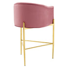Modway - Savour Touffe Performance Velvet Tabouret de bar - Rose poussiéreuse-Aucune assemblée requise