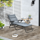 Outsunny - Chaise longue pliante avec coussin - dossier réglable - gris-Le dossier s'incline sur 5 positions différentes pour trouver l'angle de bronzage adapté