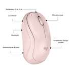 Logitech - M240 Silent Souris sans fil - Rose-Portée sans fil de 10 mètres
