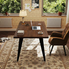 Homy Casa - Bureau d'Écriture Multifonctionnel de 63 po, Finition Noyer-Style industriel moderne – Finition noyer et pieds en métal noir tendance