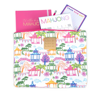 Hilroy - Pochette mode grand format Mahjong - 12 po l x 9 po H x 3 po D-Plaque-logo décorative en métal avec logo embossé