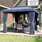 Outsunny - Tonnelle d’extérieur pour terrasse 10 pi l x 10 pi L avec parois latérales - bleu foncé-Rideaux extérieurs en polyester enduit pour protéger contre le soleil