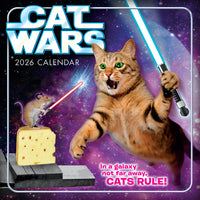 Sellers Publishing Inc. - Calendrier mural mini 2026 - Cat Wars - Anglais-Format pratique de 18 cm x 18 cm (7 po x 7 po) pour les petits espace