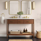 Modway - Zaire 48" compatible double évier Armoire de toilette de salle de bain (lavabo non inclus) - Noyer-Tirs de poignée en métal