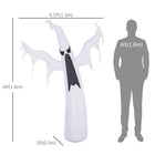 HOMCOM - 1 - 8 m Halloween gonflable effrayant fantôme jardin décorations extérieures lumière LED - blanc-Conception durable en tissu de polyester résistant aux intempéries qui a un indice d'étanchéité IP44 