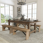 Flash Furniture - Ensemble de table de campagne pliante rustique antique de 8 pi x 40 po de la série HERCULES et 4 bancs-Table à manger de campagne avec finition en teinture blanche rustique