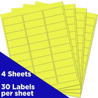 JAM Paper Étiquettes postales de couleur néon fluorescent, 1 x 2 5/8 po, jaune néon, 360/paquet-Jaune
