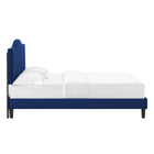 Modway - Juniper Chenal Touffé Performance Velvet Lit de plateforme King, Marine-Poutre centrale renforcée et jambes de soutien