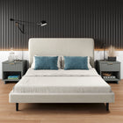 Manhattan Comfort - Table de nuit moderne Granville 1 tiroir 46 cm - gris clair - lot de 2-Comprend 1 tiroir à extension complète avec tiroir supérieur conçu avec des lignes verticales texturées en relief fabriqué en bois massif