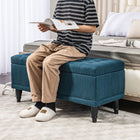 HOMCOM - Banc ottoman de rangement à dessus relevable pour bout de lit - bleu-Le large dessus s'ouvre pour révéler un vaste espace de rangement supplémentaire 