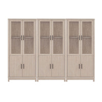 Manhattan Comfort - Jodie 31 po Bibliothèque Mid-Century Moderne - Chêne blanchi - Lot de 3-Bibliothèque de style mid-century moderne pour bureau à domicile, salon et rangement supplémentaire lot de 3