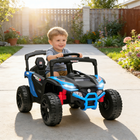 Qaba - Camion électrique 12V pour enfants avec double moteur pour garçons et filles de 3 à 5 ans - bleu-Musique intégrée et phares LED pour une expérience de conduite immersive  

