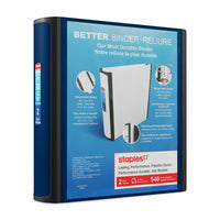 Staples - Reliure Better Binder, 2 po, bleu-Plus résistante et plus facile à utiliser