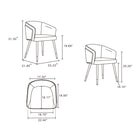 Manhattan Comfort - Lot de 2 chaises de salle à manger modernes Reeva 59 cm, revêtement similicuir, noyer et gris graphite-Caractère sous tous les angles Cadre arrière en bois élégant avec vue latérale en chevrons géométriques Face avant tapissée d’un similicuir ajusté et belle couture