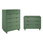 Manhattan Comfort - Granville commode et chiffonnier modernes - vert sauge - ensemble de 2-Commode de chambre à coucher au style moderne-contemporain avec une touche de glamour comprenant une commode haute et une commode standard