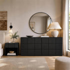 Manhattan Comfort - Clive 72" Commode double à 6 tiroirs style mid-century modern - Noir et Or-Garantie limitée du fabricant de 30 jours